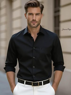 BLACK - Premium Kasturi Cotton Hybrid Shirt