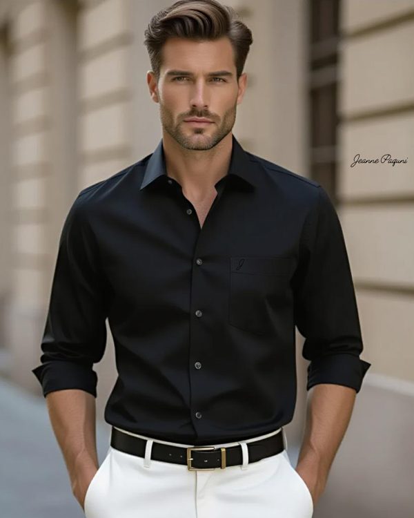 BLACK - Premium Kasturi Cotton Hybrid Shirt