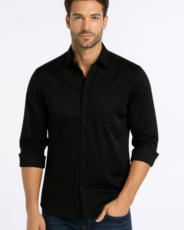 BLACK - Premium Kasturi Cotton Hybrid Shirt