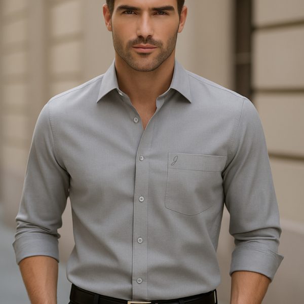 Jeanne Paquin Premium Satin-Weave Shirt-Light Grey