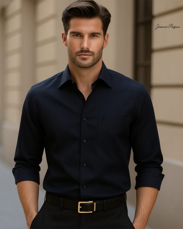 NAVY BLUE - Premium Kasturi Cotton Hybrid Shirt