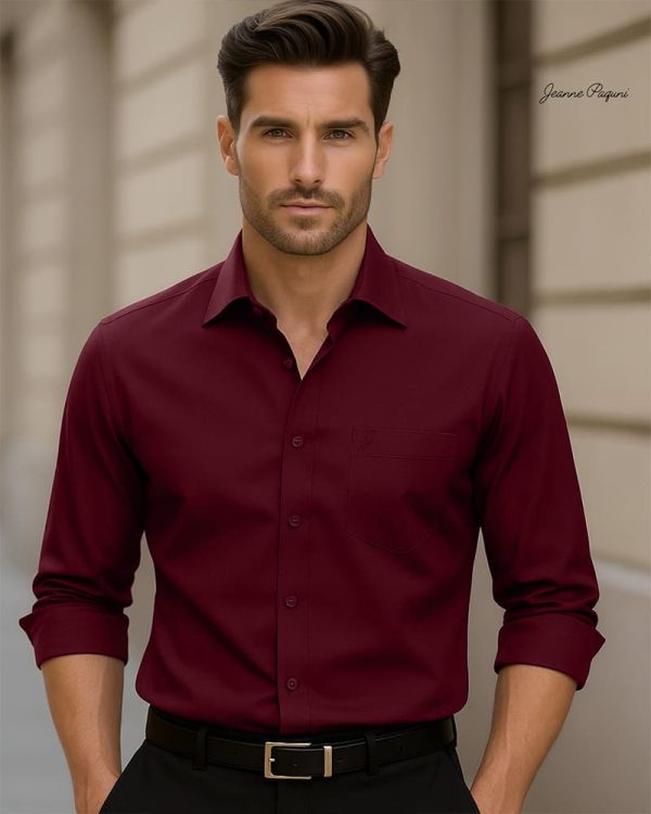 DARK MAROON - Premium Kasturi Cotton Hybrid Shirt