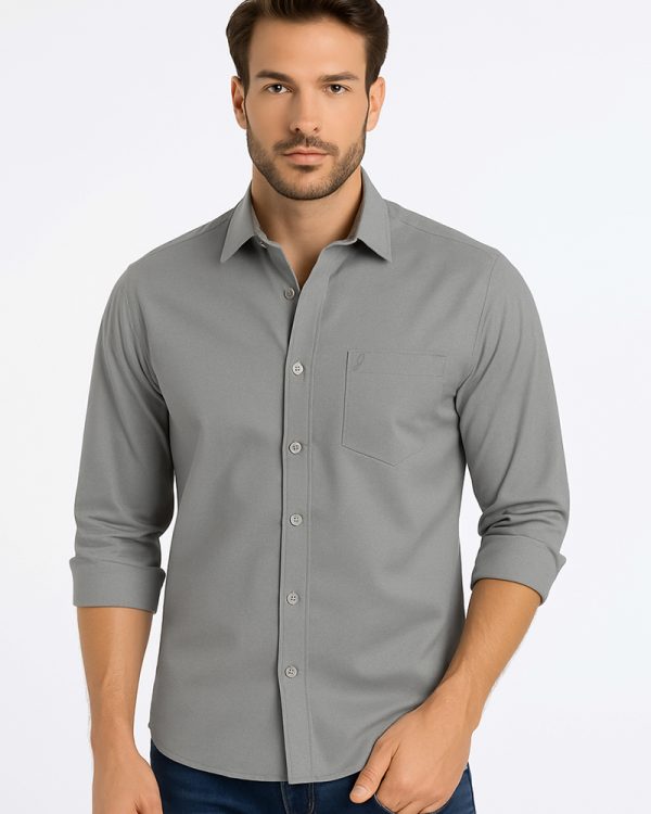 Jeanne Paquin Premium Satin-Weave Shirt-Light Grey