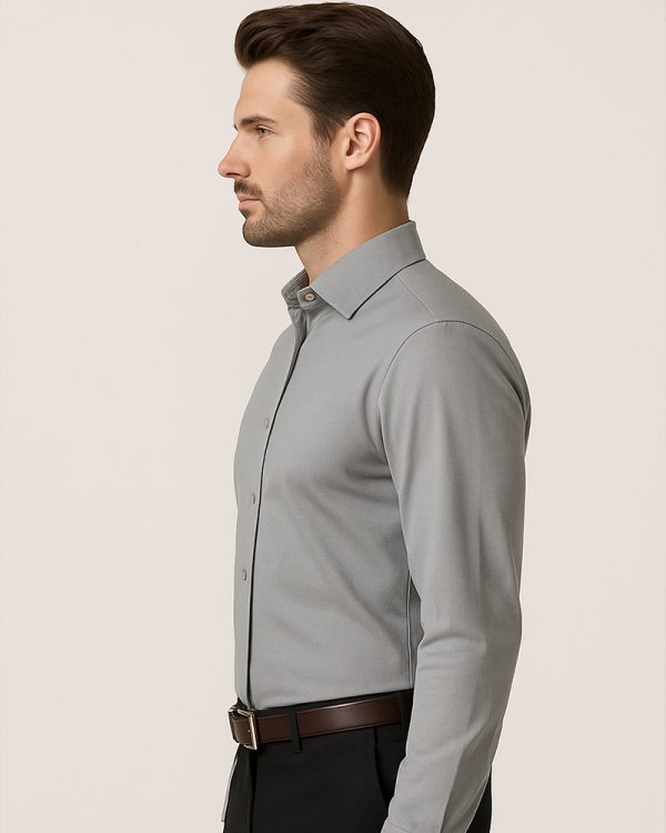 Jeanne Paquin Premium Satin-Weave Shirt-Light Grey