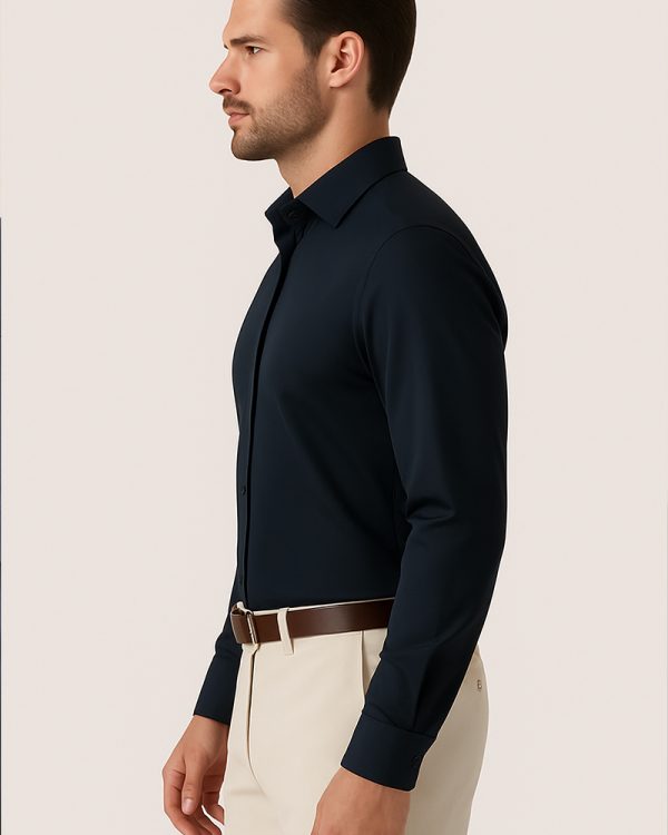 NAVY BLUE - Premium Kasturi Cotton Hybrid Shirt