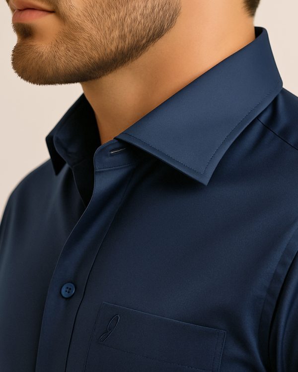 NAVY BLUE - Premium Kasturi Cotton Hybrid Shirt