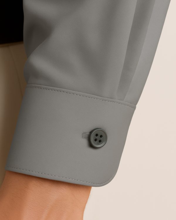 Jeanne Paquin Premium Satin-Weave Shirt-Light Grey
